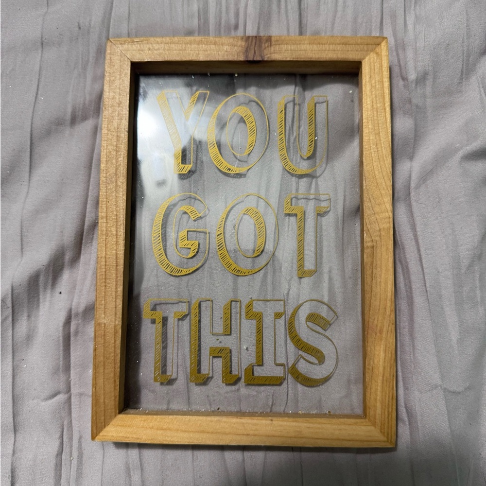 Target Wooden Framed Art with Gold Text